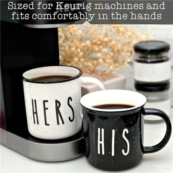 His And Hers Mugs Set Of 2 Coffee Mug 11 Ounce, Cute Matching Coffee Mug Couples - Picture 4 of 7